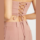 Emory Park strapless vacation tops with a stylish lace-up back design in soft pink