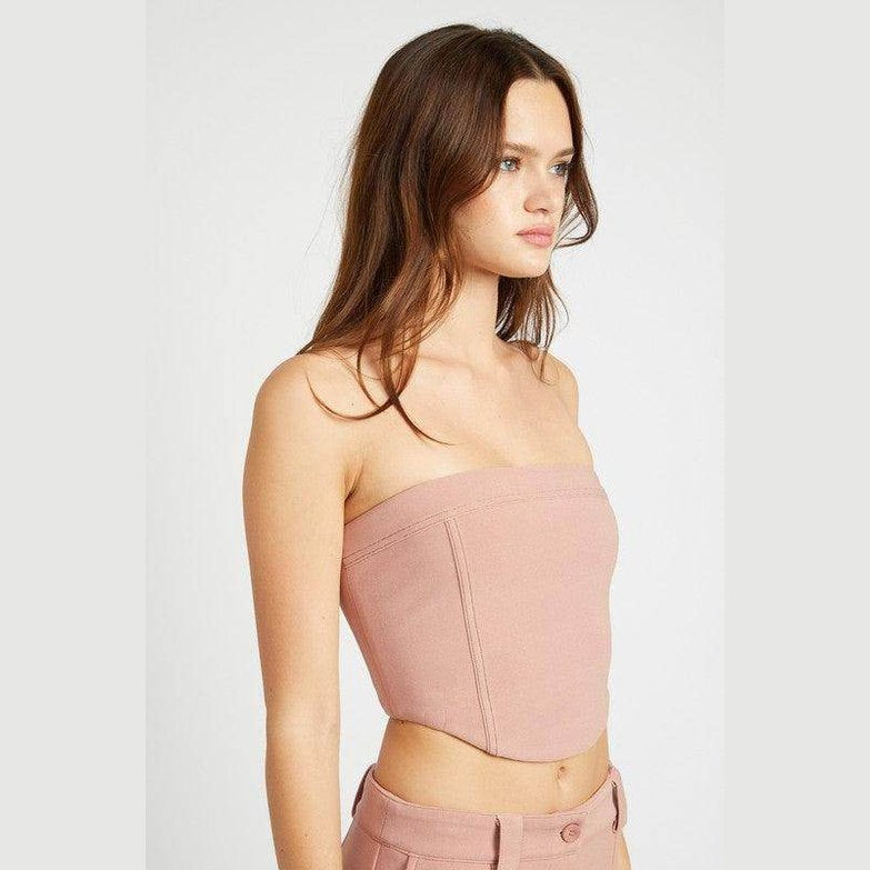 Emory Park strapless vacation tops in soft pink with a fitted silhouette for summer style