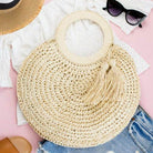 Straw Tassel O-Ring Tote - VacationGrabs