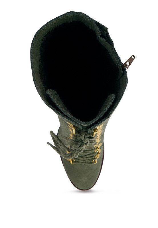 Street-Slay Antique Heeled Calf Boot - VacationGrabs