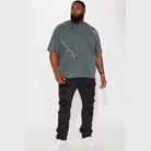 VacationGrabs grey short sleeve streetwear shirt worn by man with black ripped jeans and white sneakers