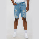 WEIV stretch denim shorts for vacation with distressed detailing and a casual fit for summer outings