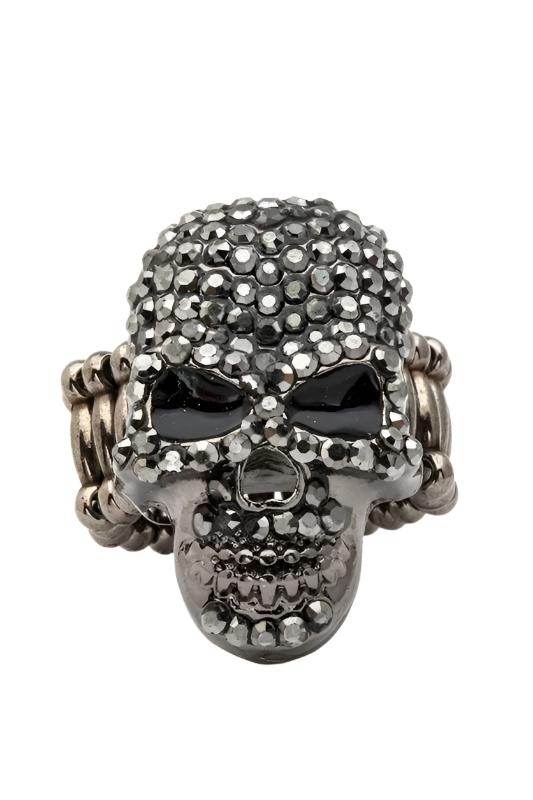 LA Jewelry Plaza stretch skull ring for men and women with rhinestone detailing and a bold design