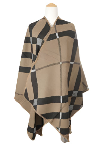 Stripe Asymmetrical Poncho - VacationGrabs