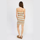 Striped Bodycon Dress Wtih Front Tie - VacationGrabs