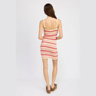 Striped Bodycon Dress Wtih Front Tie - VacationGrabs