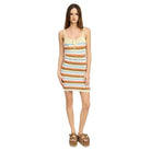 Striped Bodycon Dress Wtih Front Tie - VacationGrabs