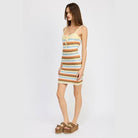 Striped Bodycon Dress Wtih Front Tie - VacationGrabs
