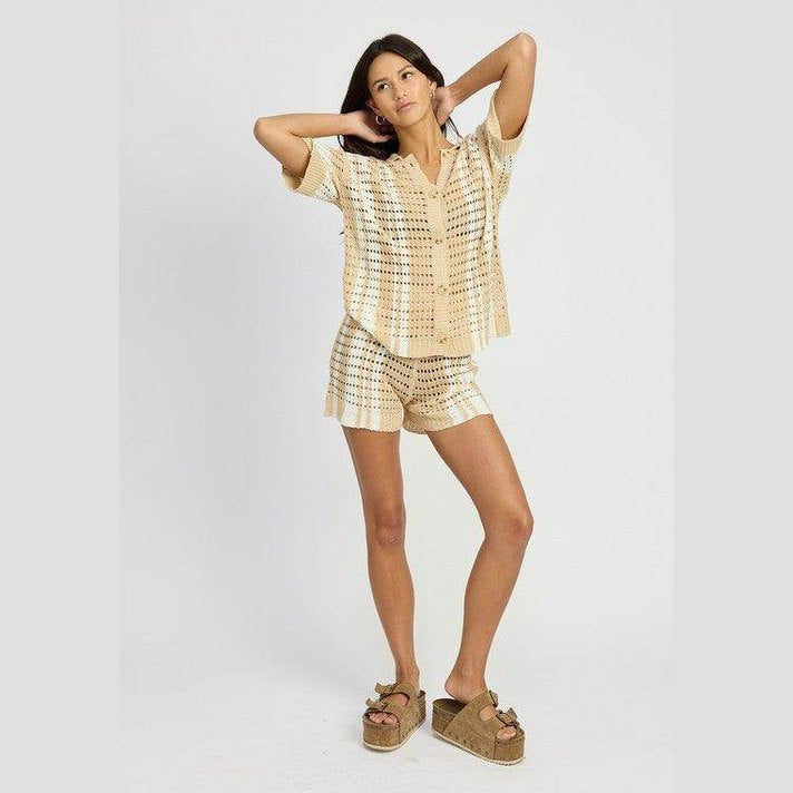 Striped Crochet Shorts - VacationGrabs