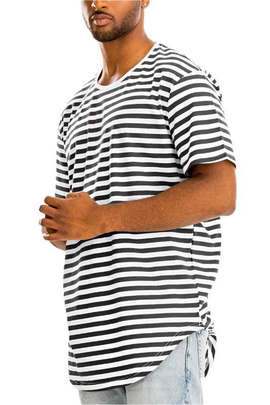Striped Elongated Tshirt - VacationGrabs