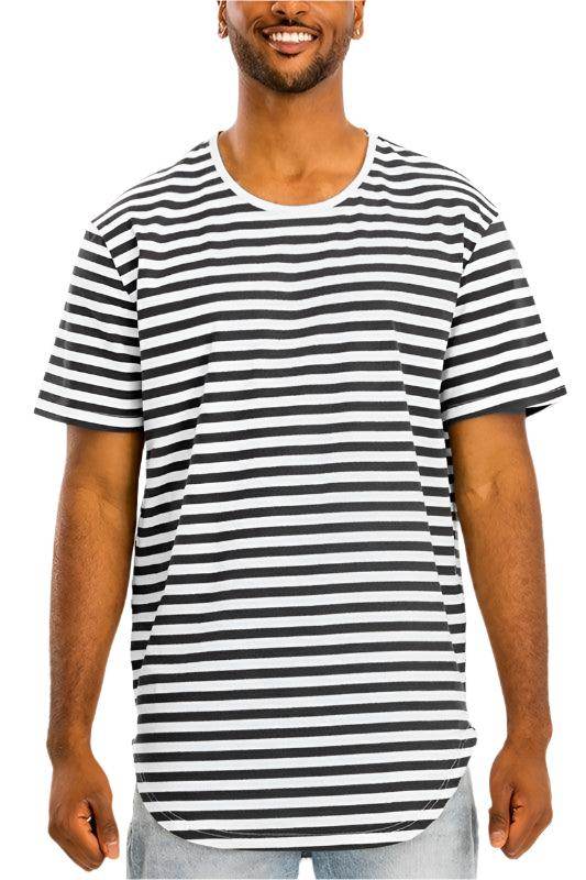 Striped Elongated Tshirt - VacationGrabs