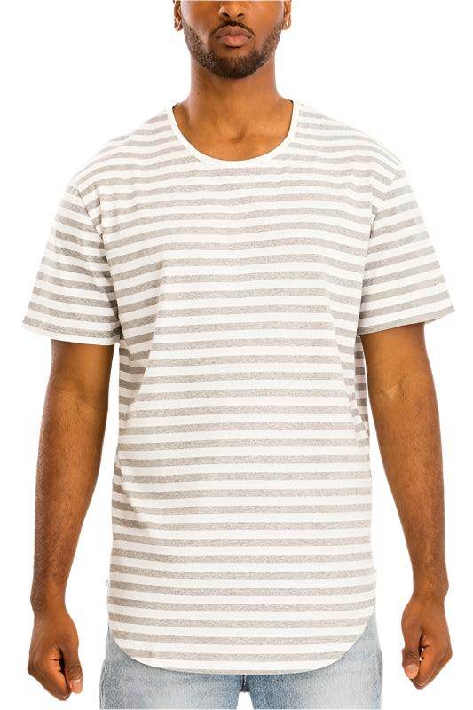 Striped Elongated Tshirt - VacationGrabs