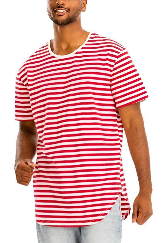 Striped Elongated Tshirt - VacationGrabs