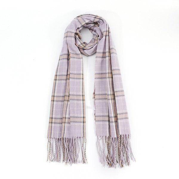 Striped Plaid Fringed Scarf - VacationGrabs