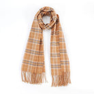 Striped Plaid Fringed Scarf - VacationGrabs