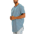 WEIV Striped Vacation Shirts for Men in Blue and White with a Trendy Fit