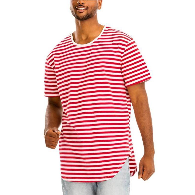 WEIV striped vacation shirts for men in red and white, perfect for casual summer outings