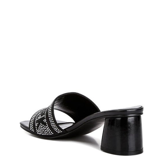 Rag Company black women's studio 55 New York sandals with block heel and studded design