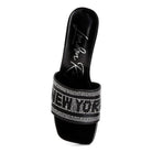 Rag Company women's black studio 55 New York sandals with rhinestone embellishments