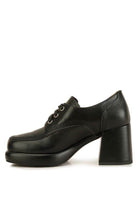 Rag Company stylish block heel shoes in black with classic lace-up design for elegant looks