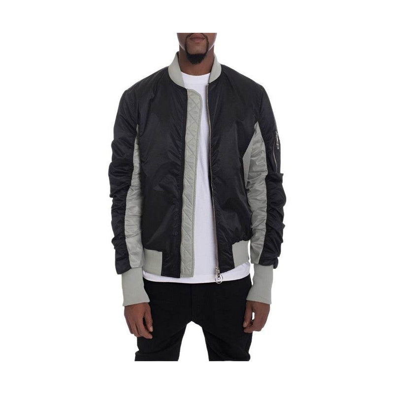WEIV stylish bomber jackets for men featuring a sleek black and gray design with a zip closure