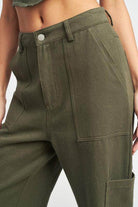 Emory Park Women's Stylish Cargo Pants for Travel in Olive Green with Functional Pockets