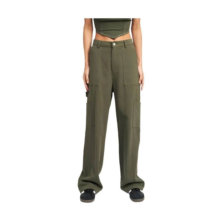 Emory Park stylish cargo pants for travel in olive green with multiple pockets and a relaxed fit