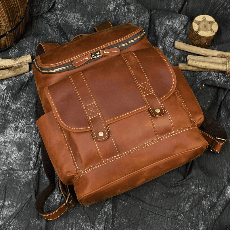 Stylish duffel bag for vacation with a classic leather design and multiple pockets