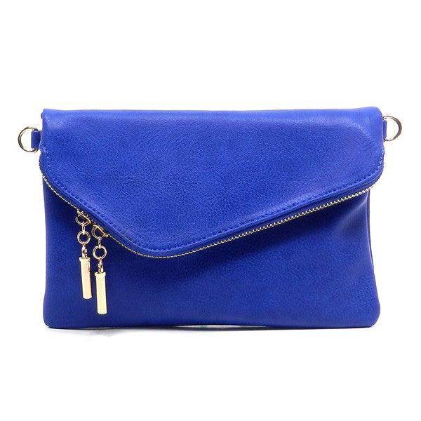 Vibrant blue stylish handbag for vacation with a sleek design and zipper closure