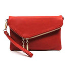 Red Fashion World stylish handbag for vacation with a zip closure and detachable wrist strap