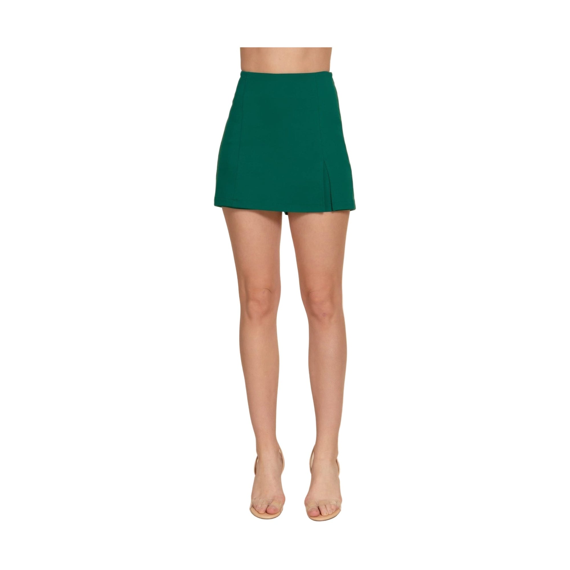 VacationGrabs stylish high waist mini skort in green for women with a front slit design