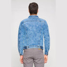 Men's stylish jean jackets for men in sky blue denim with a classic back view