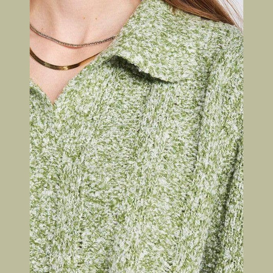 Emory Park stylish long sleeve crop shirt in green with a textured finish and collar detail