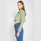 Emory Park stylish long sleeve crop shirt in green with a trendy cropped design and soft fabric