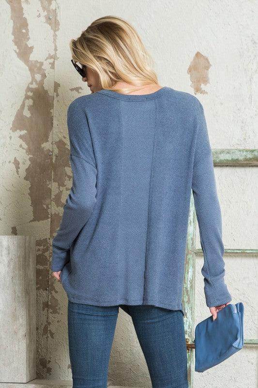 Andante USA stylish long sleeve shirt for travel in soft blue fabric for comfortable styling