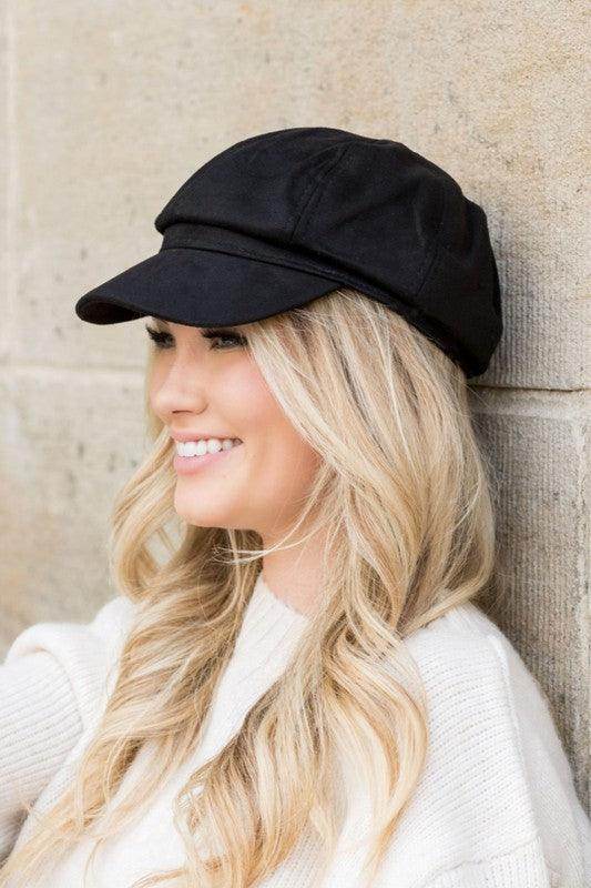 Black stylish newsboy hat from Aili's Corner, perfect for adding a chic touch to any outfit
