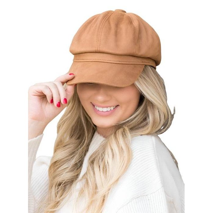 Aili's Corner stylish newsboy hat in tan with a classic design for trendy women's fashion