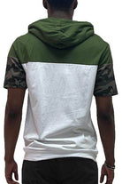 Men's WEIV stylish red camo top with a comfortable hood and trendy color-block design
