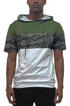 Men's stylish red camo top with a hood and a combination of colors for a trendy look