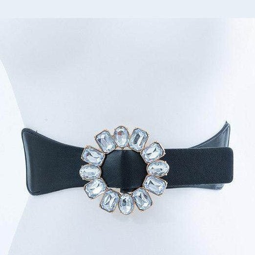 Stylish rhinestone waist belt by Bella Chic with a sparkling gem buckle for a chic look