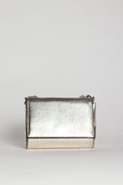 Bella Chic stylish silver purse for women with a textured metallic finish and chain strap