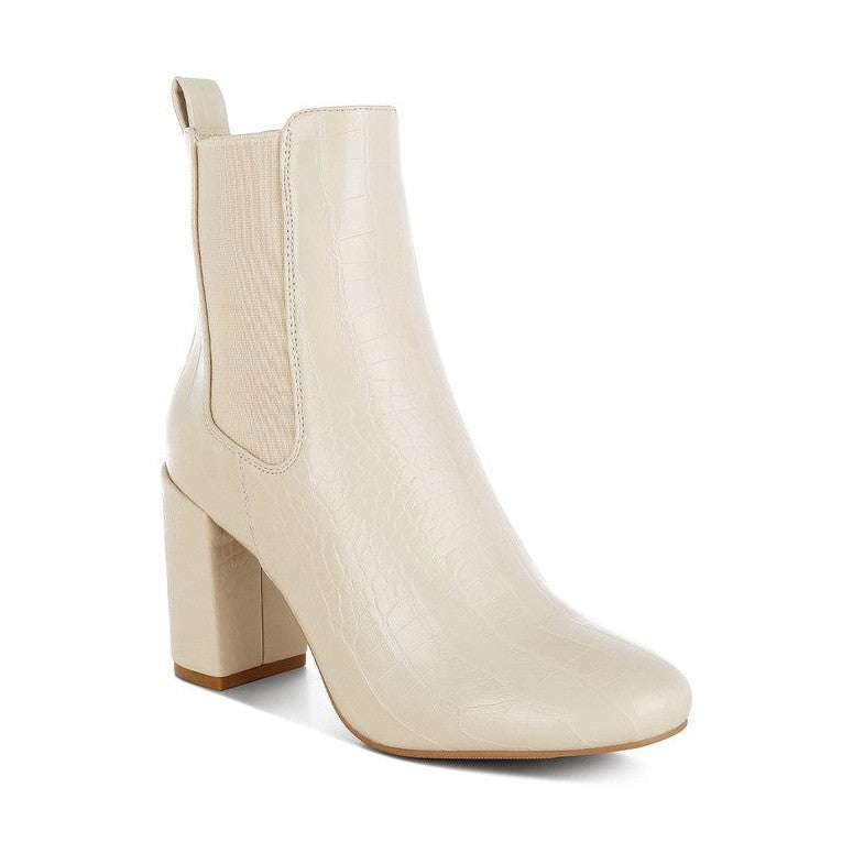 Rag Company stylish vacation ankle boots for women in beige with a block heel and sleek design