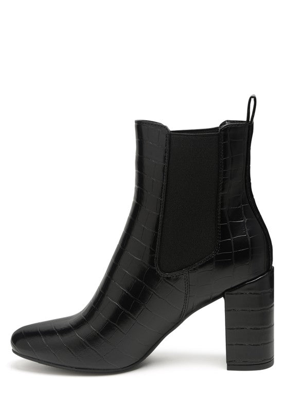 Rag Company stylish vacation ankle boots for women in black with a chic pointed toe and textured design