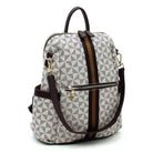 Fashion World stylish vacation backpack with geometric patterns and brown accent straps