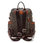 Stylish vacation backpack in geometric pattern with multiple pockets and adjustable straps