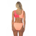 Beach Joy Bikini stylish vacation bikini set with color block design in coral and peach tones
