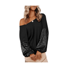 Trendsi stylish vacation blouse with off-shoulder design and sequin accents for a chic look