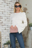 Andante USA Women's Stylish Vacation Blouse with Bell Sleeves in Light Color for Casual Outings