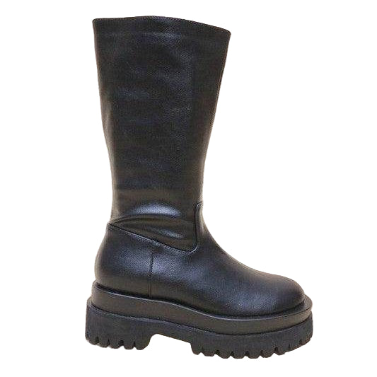 Let's See Style Women's Stylish Vacation Boots with Chunky Sole and Sleek Black Design