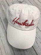 Ocean and 7th stylish vacation hat in white with red Heartbreaker embroidery